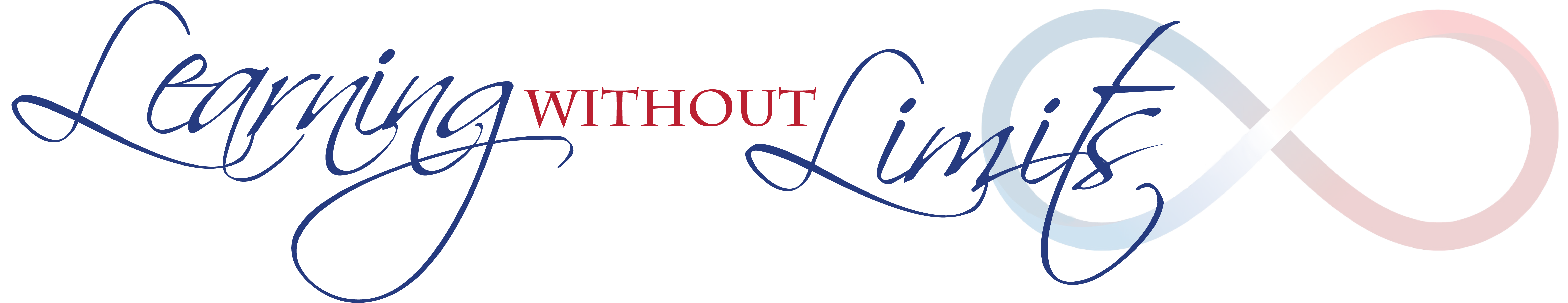 Learning Without Limits with red and blue gradient infinity symbol